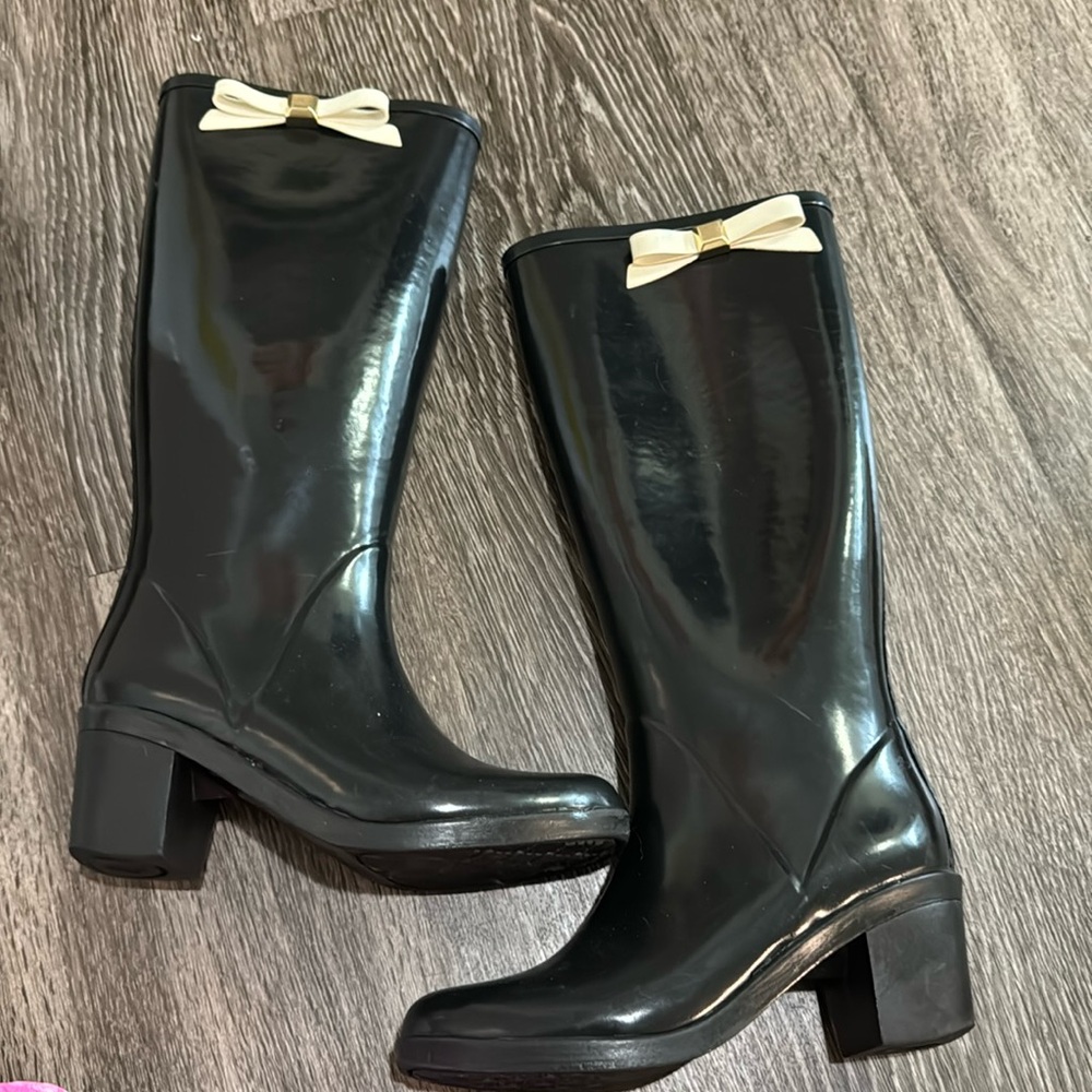 Kate Spade New York Raylan Rain Rubber Bow tall boots size 6